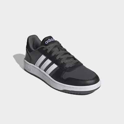 Scarpe da uomo Adidas Hoops 2.0 sneakers nero bianco passeggio FY8626  pelle