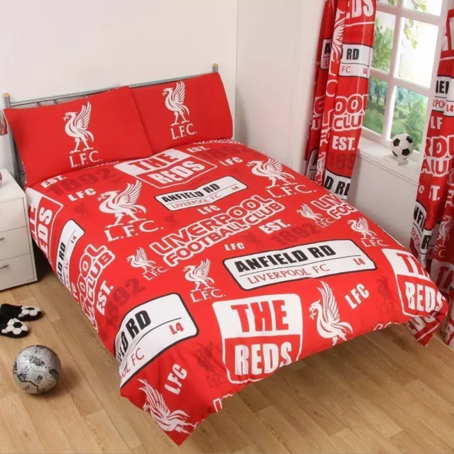 Official Liverpool FC Patch Double Duvet Cover Bedding Set Football