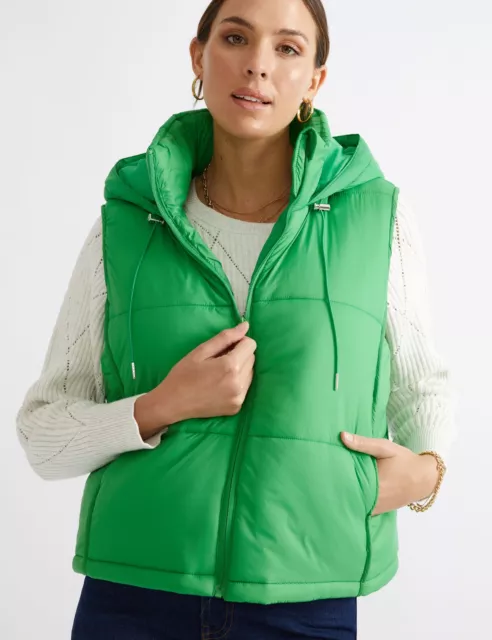 KATIES - Womens Regular Vest - Green Winter Jacket - Puffer - Casual Work Wear