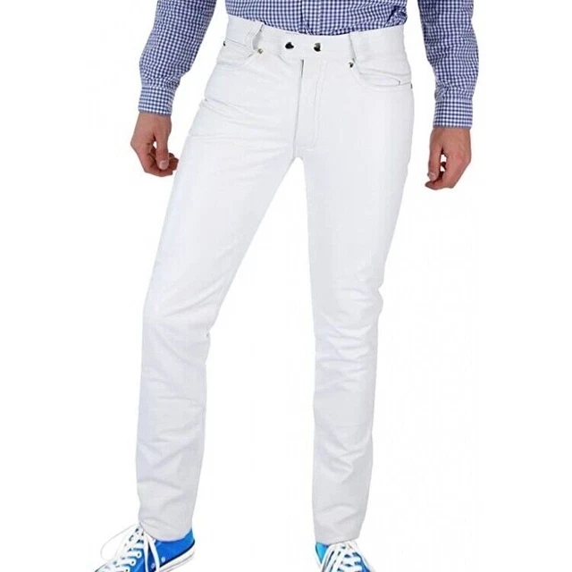 Pantaloni in pelle Pantaloni da uomo Pantalone Slim Biker Fit Jeans da uomo...