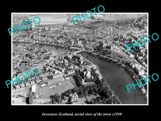 OLD LARGE HISTORIC PHOTO OF INVERNESS SCOTLAND AERIAL VIEW OF THE TOWN c1930 2