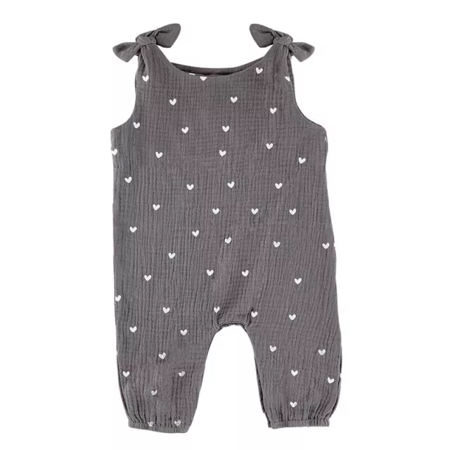 Overall Tie Romper Baby Boy Girl Kids Hearts Bodysuit Clothes Outfit - Pack of 2