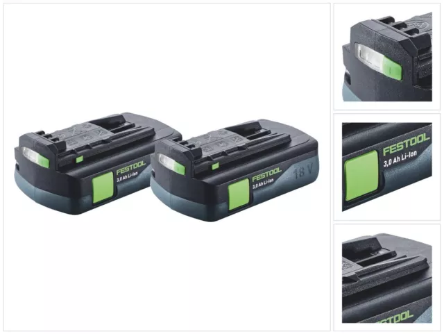 Festool Akku Set 2x BP 18 Li 3,0 C Akku 18 V 3 Ah / 3000 mAh Li-Ion (2x 577658)