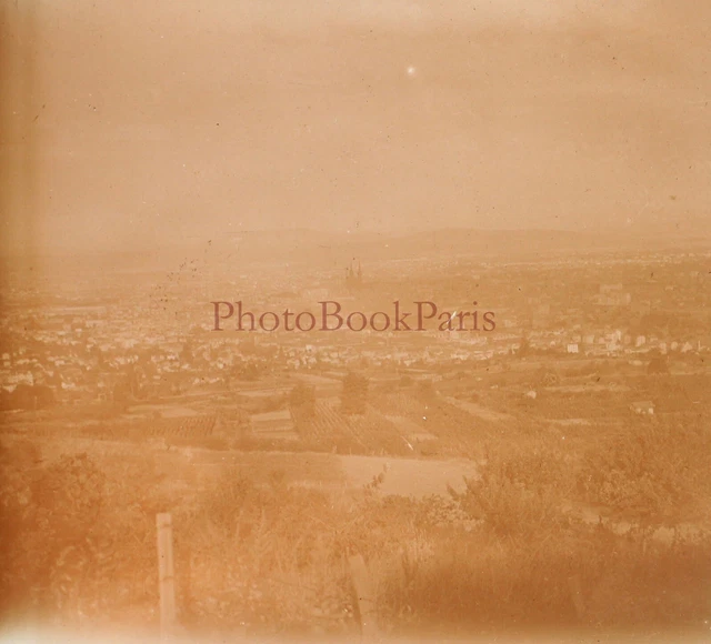 Vue générale d’une ville c1930 Photo Plaque de verre Stereo Vintage P29L22n17