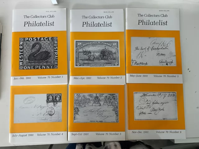 The Collectors Club Philatelist 1991, Full year set of 6 Issues. Vol 70, Stamps