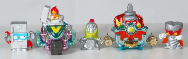 Superzings bundle 5 rare silver characters + 2 shiny vehicles Superthings