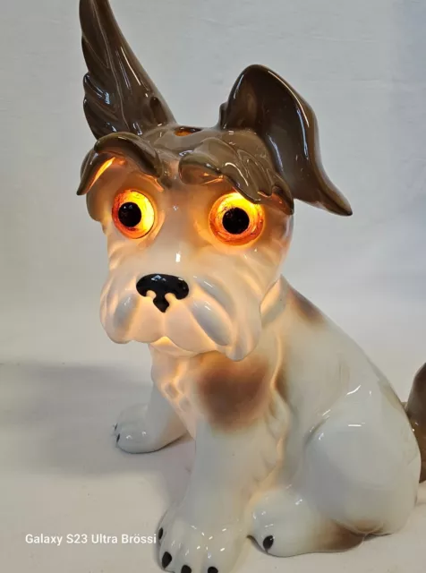 Antiker Rauchverzehrer Hund Porzellan Lampe Nr.5571  Terrier-Hund ca. 60 Jahre