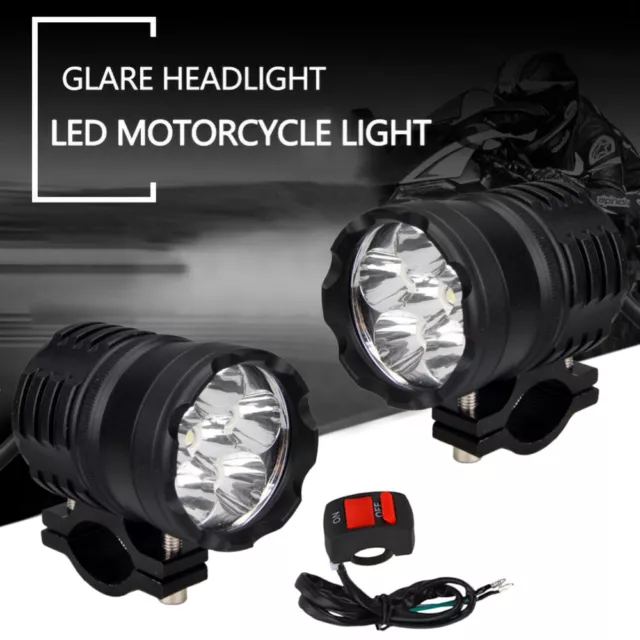 2x Motorrad LED Nebelleuchte Zusatzscheinwerfer E-geprüft + Kabelbaum +  Schalter