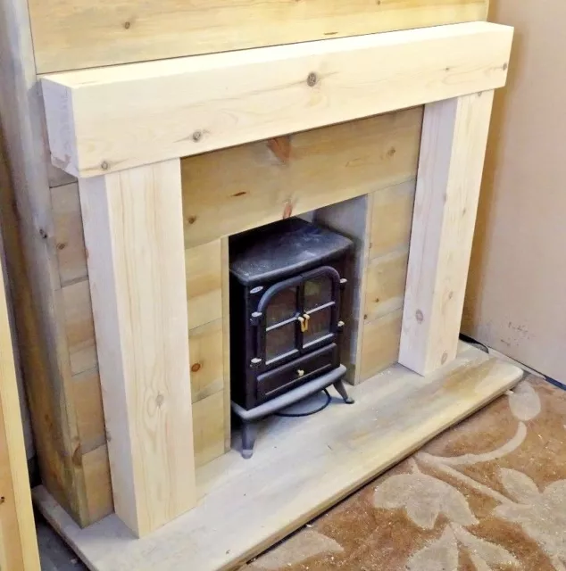 PINE CHUNKY FIRE SURROUND MANTLE FIREPLACE free postage