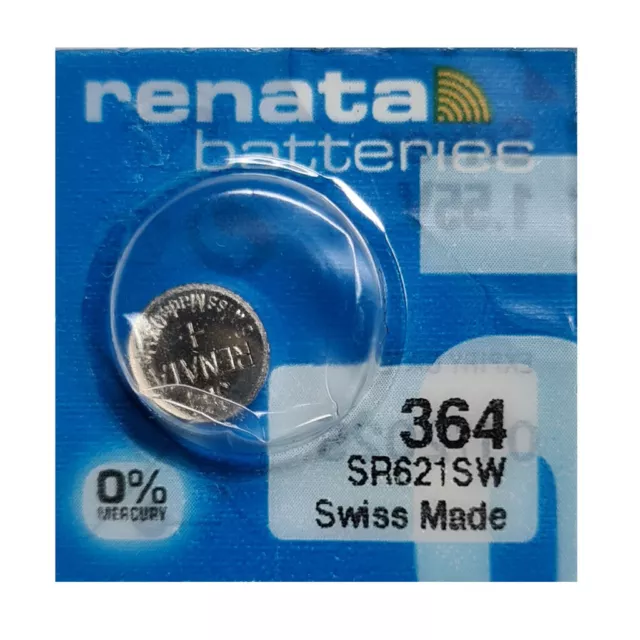 kQ Renata Knopfzelle Silver Oxide 364 SR60 1.55V Batterien 1er Blister