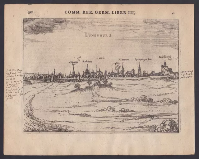 Lüneburg Niedersachsen Gesamtansicht Kupferstich Bertius 1616