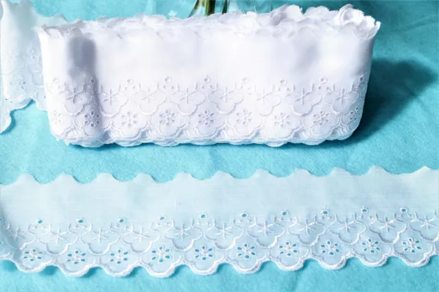 Mercerie Broderie ★Dentelle 8 cm coton★Au metre Blanc Bx2 couture Neuf Lace trim