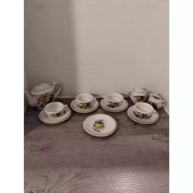 Vintage Child's Toy China Tea Set Yellow Roses Made in Japan 19 pieces