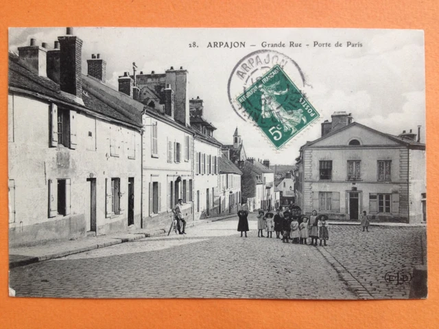 CPA 1900 ARPAJON Essonne GRANDE RUE PORTE DE PARIS to Mr Raoul 53 rue miche Bizot