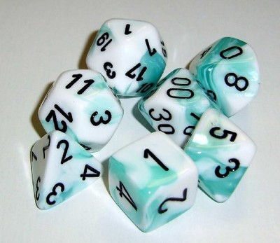 7 Die Set Chessex GEMINI PURPLE TEAL Dice ROSA VIOLA CIANO Dado 26449 