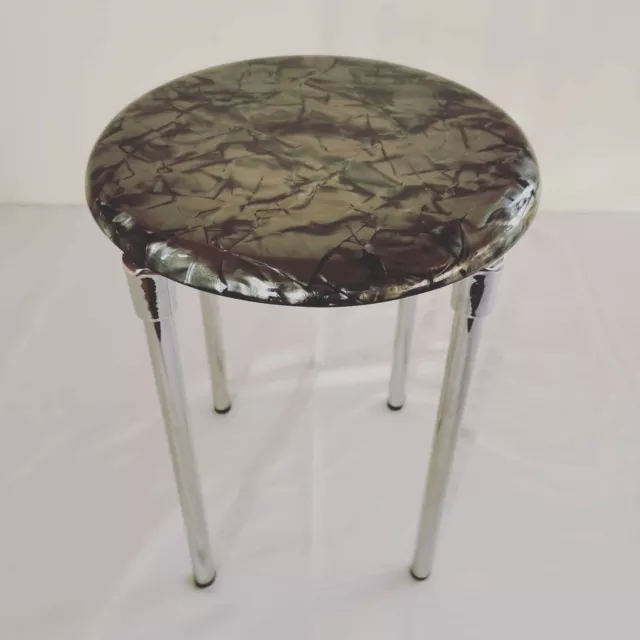 Valba London - Faux Marble + Chrome 4 leg stool c1937 art deco - lucite pergay