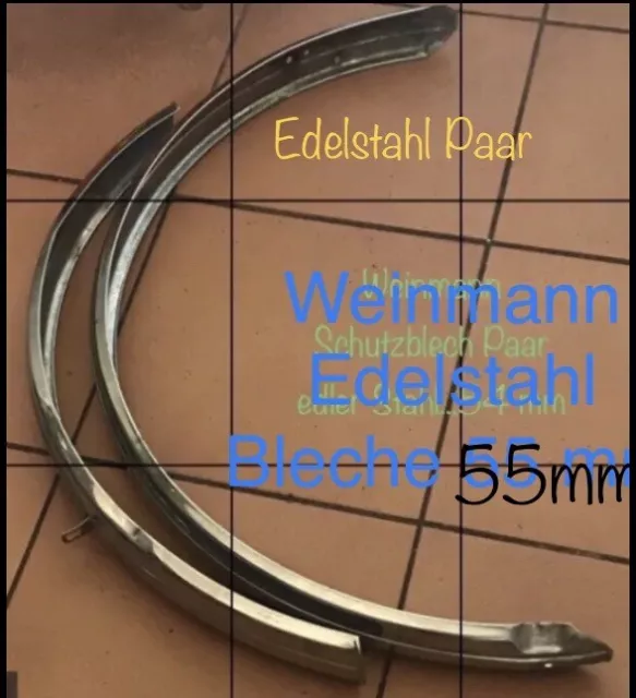 Schutzblech Paar -/ Fahrrad 26Zoll -/ Breite 55 mm -/ Edelstahl (WEINMANN)…….