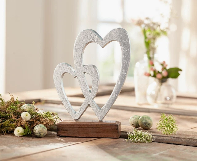 Salvare Set 2x Deko-Herz " Simil Metallo " Amore Tavolo Giardino Terrazza