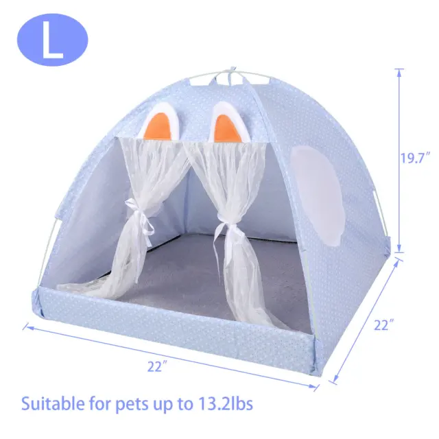 Pet Cat Dog Bed Tent House Canvas Indoor Puppy Sleeping Cave Bed w/ Cushion 8