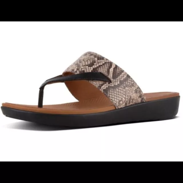 FITFLOP Women's Leather Toe-Post Sandal Thong Sandals Size 5 Snakeskin FIT FLOP