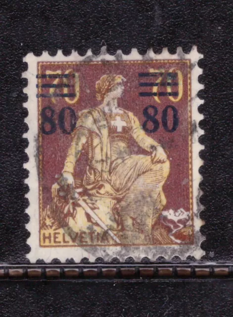 Francobolli Svizzera Switzerland 1915 Soprastampato 80 su 70 c. UN148 °