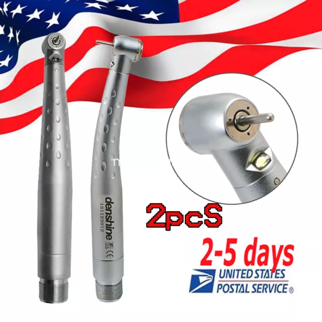 2x US FDA Dental Self-power E-generator LED High Speed Handpiece Push 2HOLES