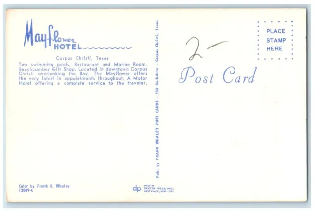 c1960 Mayflower Hotel Swimming Pools Restaurant Corus Christi Texas TX Postcard 2