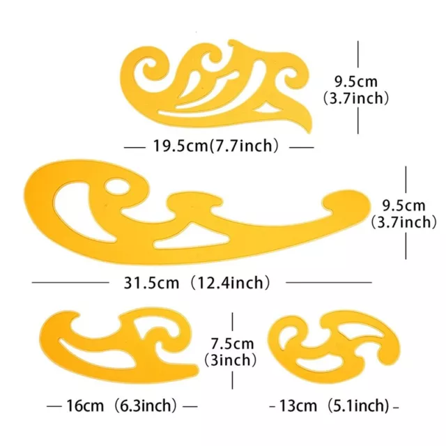 6 Teiliges FranzöSisches Kurven- und Vorlagen Lineal Set Zeichnungs Vorlage2662 3