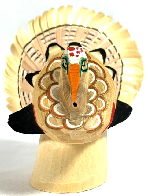 Turkey Sasano Ittobori Wood Carving Rare Thanksgiving Folktoy Made in Japan