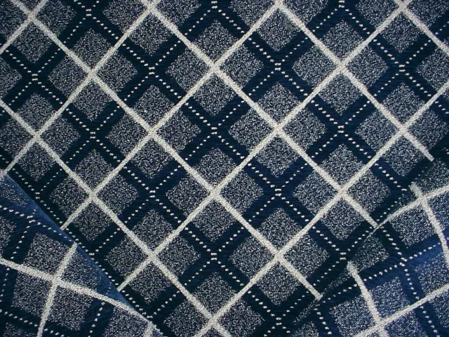 14-1/8Y Robert Allen Duralee Sapphire Gold Chenille Lattice Upholstery Fabric