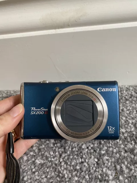 Canon PowerShot SX200 IS 12.1MP Digital Camera - Blue With Battery/charger