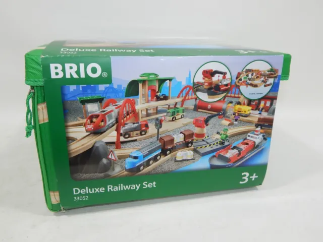 New Brio World Deluxe Railway Set 33052 Wooden Toy Train 87 Piece