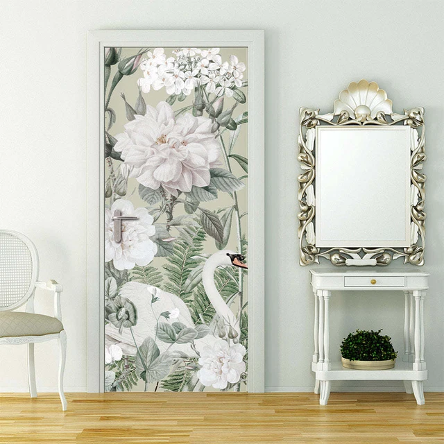Decorazione adesiva Porta Cigno sticker lavabile pvc varie misure