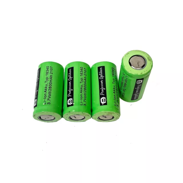 4er Set Professor Optiken CR123A LI-ION 3,7 V, 2800 MAH, Flat-Top, B-Ware