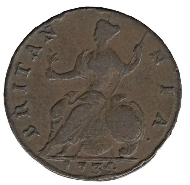 1734 George II Half Penny Coin