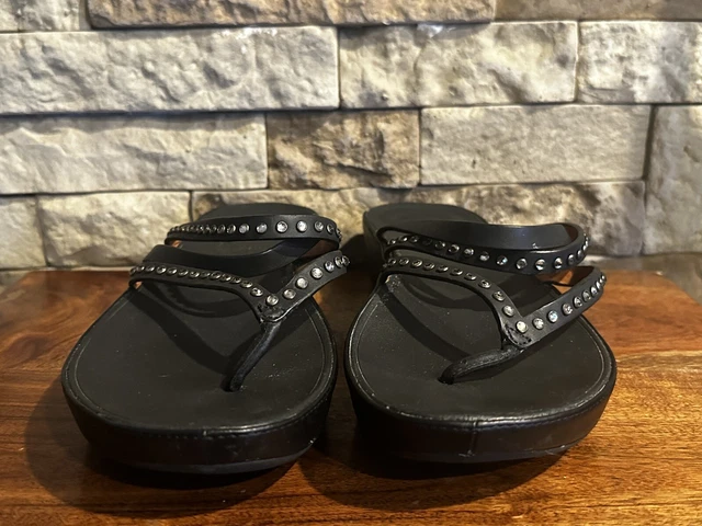 FitFlop Womens 11 Linny Criss Cross Toe Thong Sandal’s Size Rhinestones 2