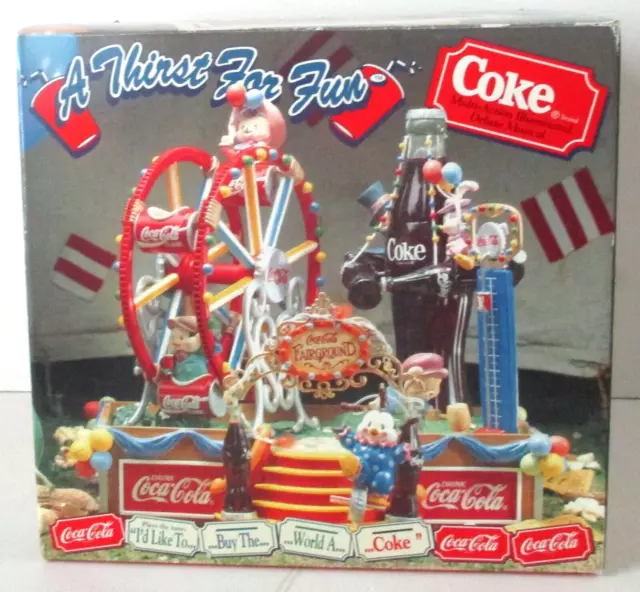 New Vintage Enesco Coca-Cola Multi-Action Illuminated Deluxe Musical Fairground