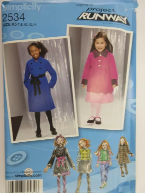 2534 Simplicity Pattern Uncut FF SZ 3-6 Girl's Coat Jacket and Vest y13