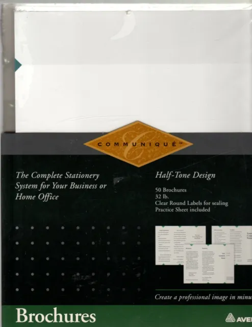 50 Avery Brochures 26453 Half-Tone Design 32 lb. Communique Clear Seals 1994 Vtg
