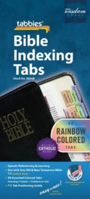 Bible Index Tabs 90 Standard Rainbow Color for Old & New Testament & Catholic