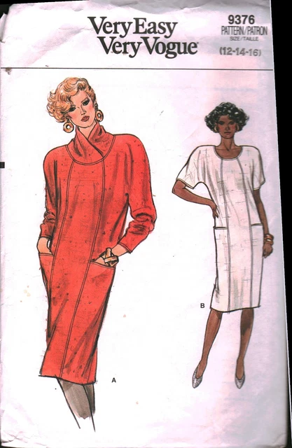 9376 Vintage Vogue Sewing Pattern Misses Loose Fitting Straight Dress Very Easy