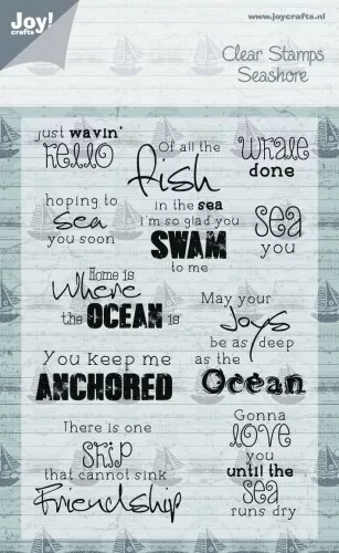 Joy Crafts Seashore Sentiments Sea Ocean Fish 10 Pce Clear Stamp Set Card Making
