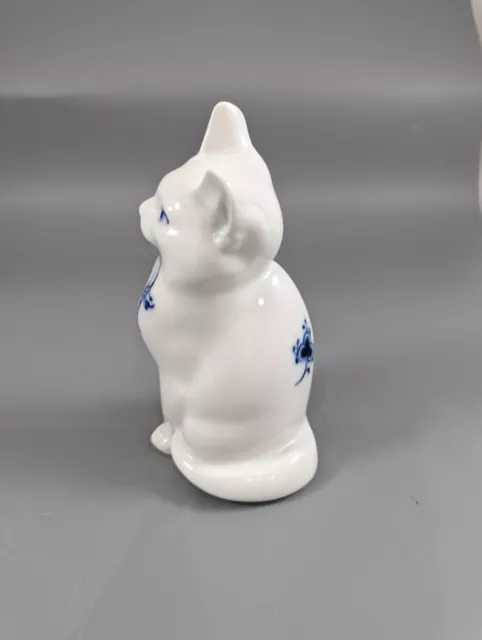 Royal Copenhagen Musselmalet Blau Geriffeltem Sitzend Katze Porzellan Figur 3