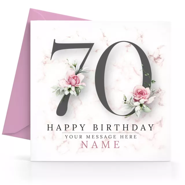 PERSONALISED 70TH BIRTHDAY Card Female Sister Friend Wife Mum Grandma ...