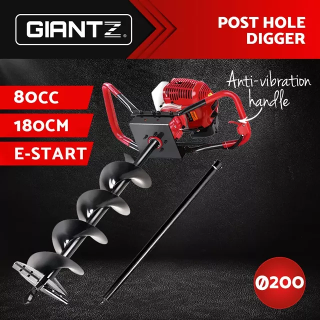 Giantz 80cc Post Hole Diggers Posthole Digger Auger Fence Borer Petrol Drill Bit