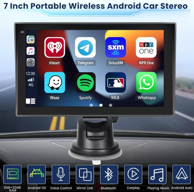 Hikity Apple CarPlay Sanza Fili Autoradio Android Portatile, 2GB+32GB, 7" Touch