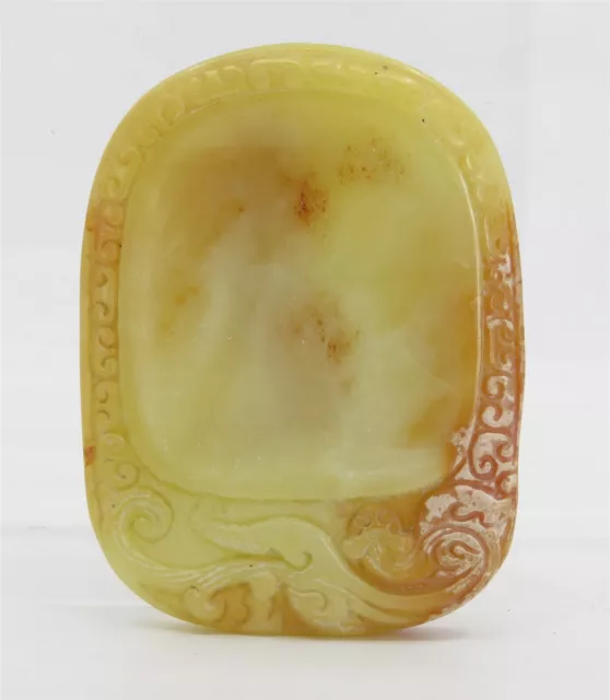 Hand Carved Chinese Dragon / Phoenix Inkstone 2-5/8" x 2-1/4"
