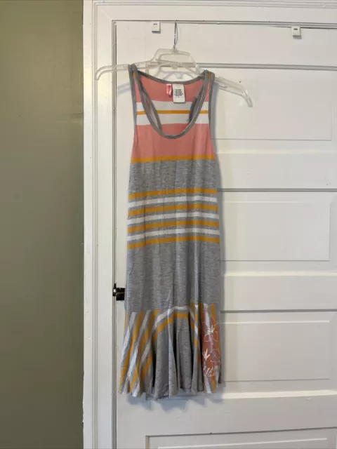 Billabong Womens Sz L Stretch Multicolor Striped Stretch Knit Sleeveless dress