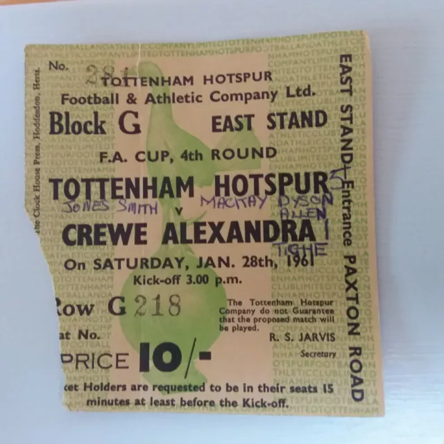 TICKET 1960/61 TOTTENHAM SPURS v CREWE ALEXANDRA  (FA CUP 4)