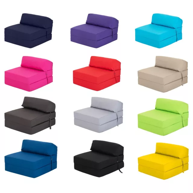 Single Fold Out Sofa Bed Futon Foam Filled Chair Guest Z bed Folding Mattress